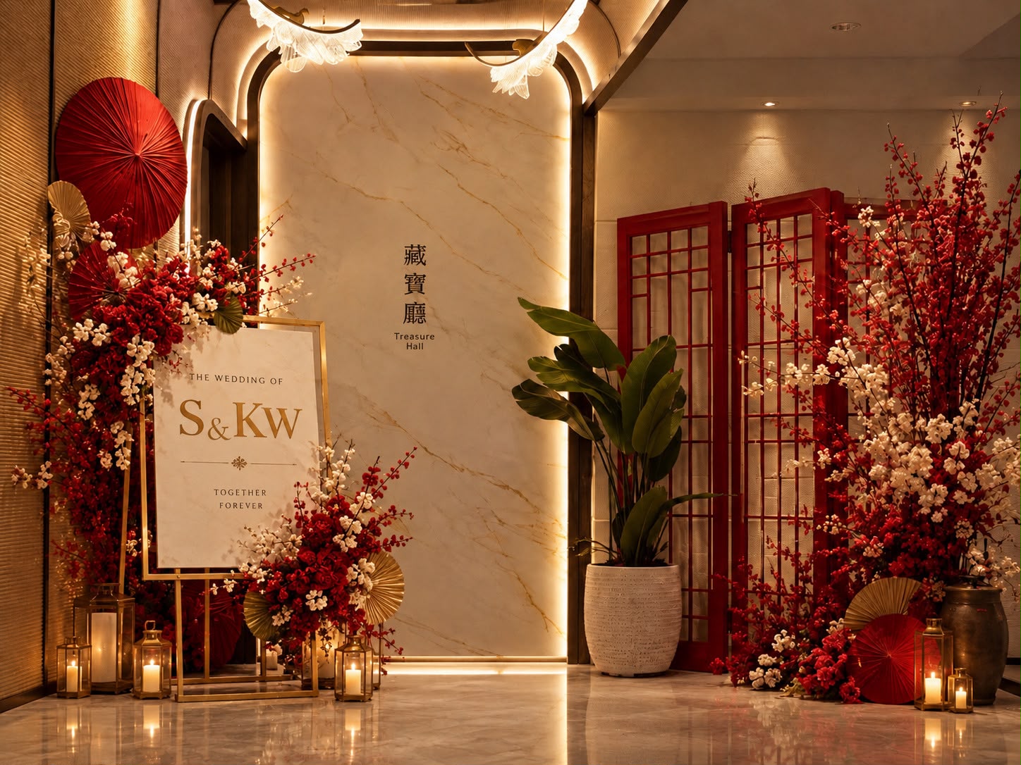 Chinese themed decorated wedding reception at East Treasure Chinese Restaurant (東寶) Clarke Quay.