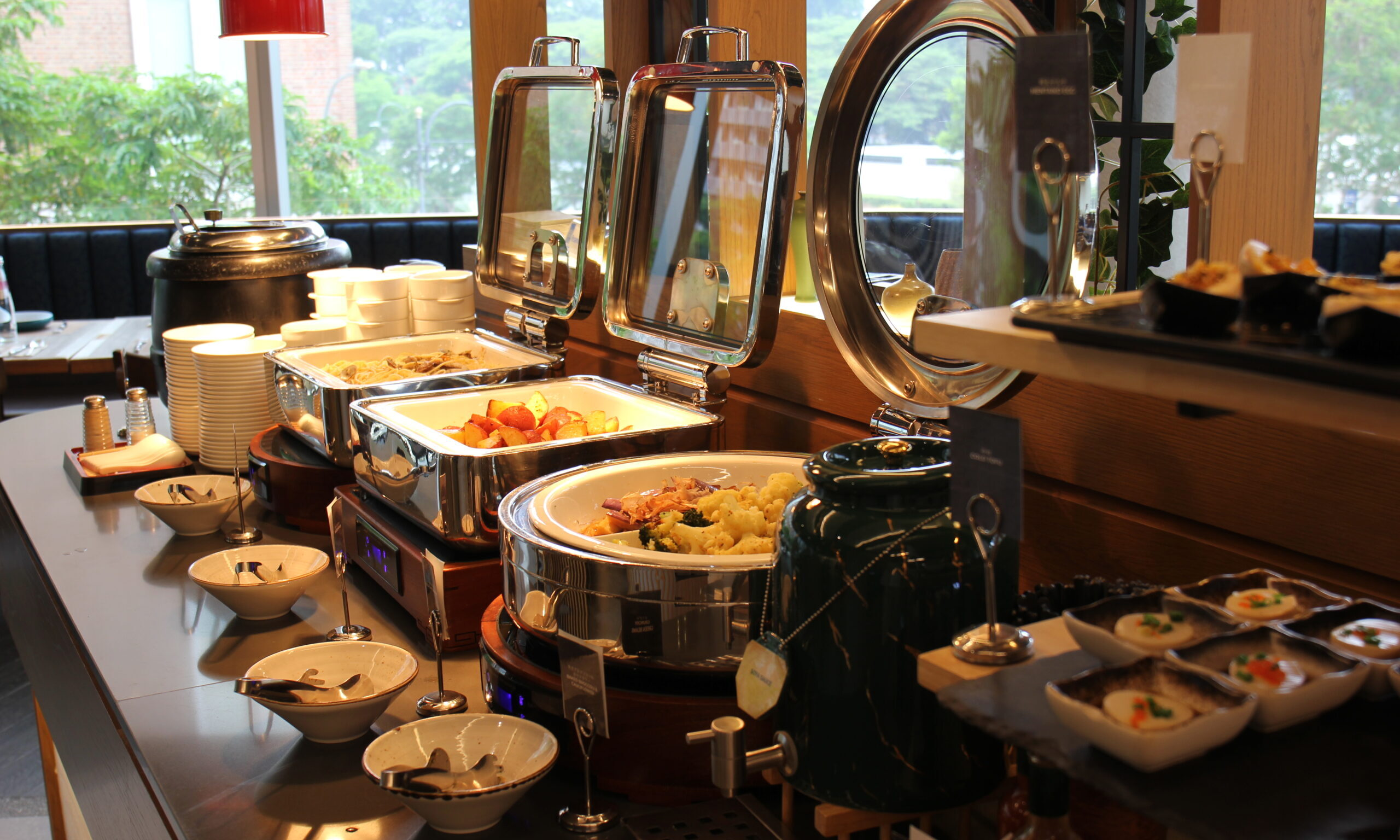 Dining space near salad bar at BIZEN located in Plaza Singapura.
